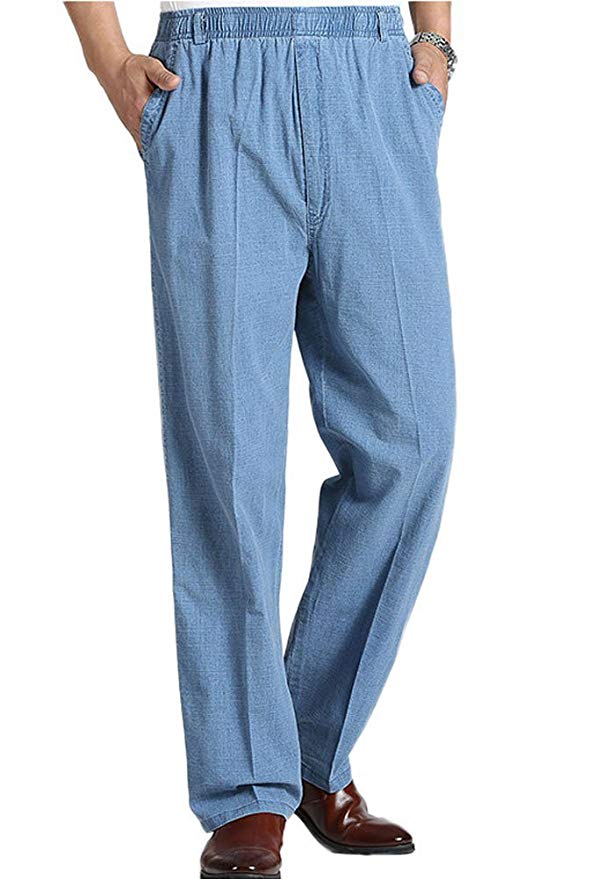senior mens elastic waist jeans